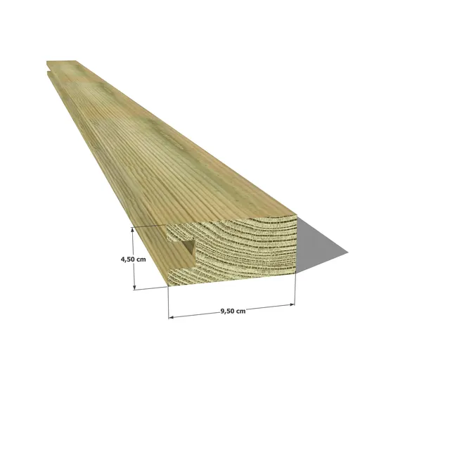 Abri Français Bois Chevron pin profil U autoclave 45x95mm vert